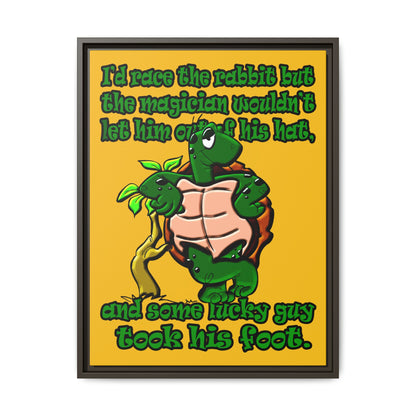 turtle race - framed canvas art (yellow)