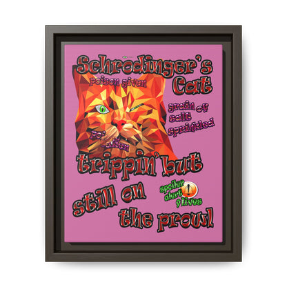 schrodinger's cat - framed canvas art (light pink)