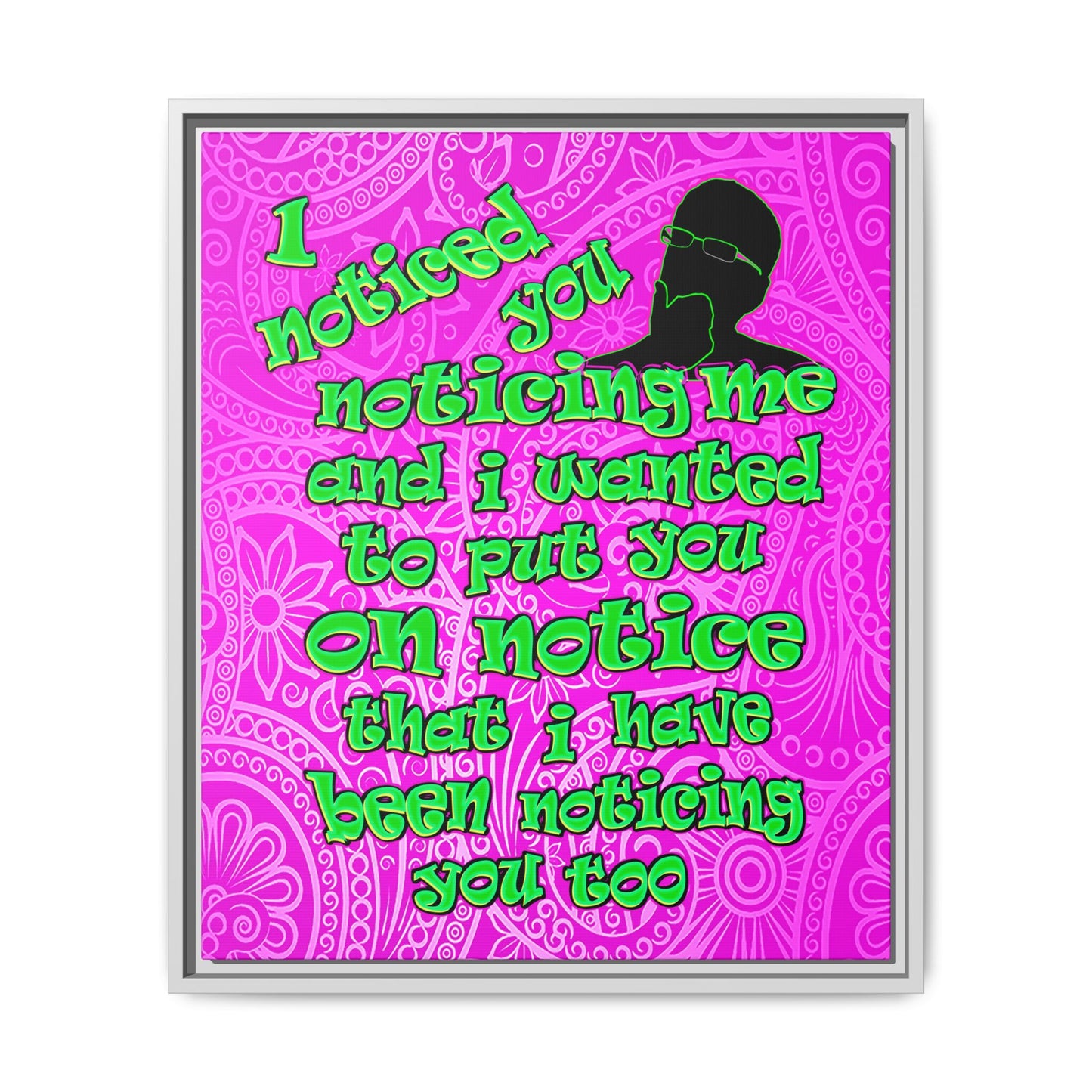 noticed you noticing - framed canvas art (pink swirl)