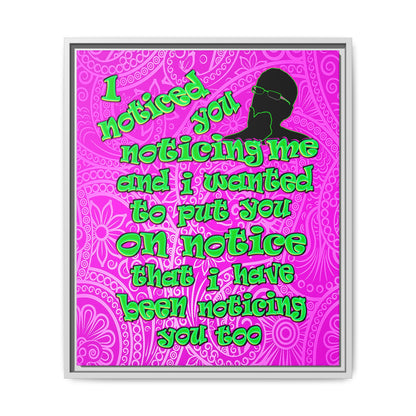 noticed you noticing - framed canvas art (pink swirl)