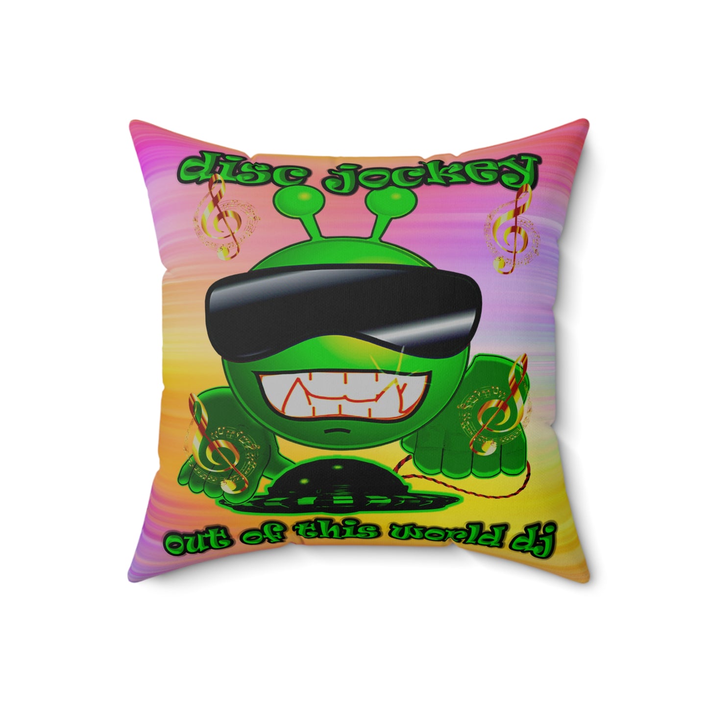disc jockey - Spun Polyester Square Pillow - (color blur)