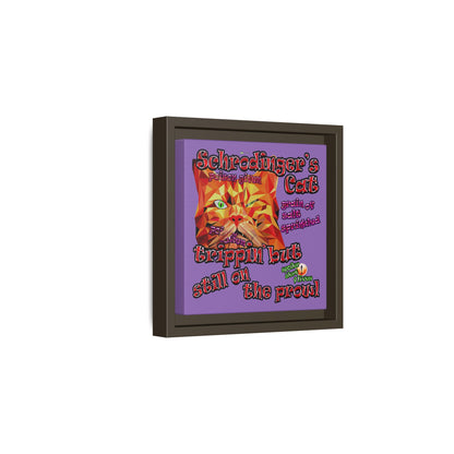 schrodinger's cat - framed canvas art (light purple)