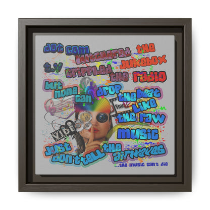 drop the beat - framed canvas art (light grey)