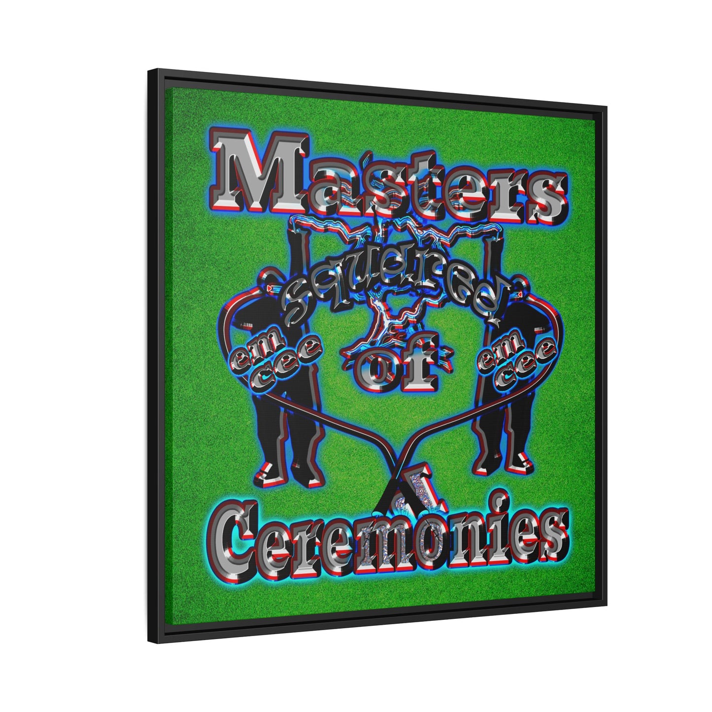 em cee squared - framed canvas art (green turf)