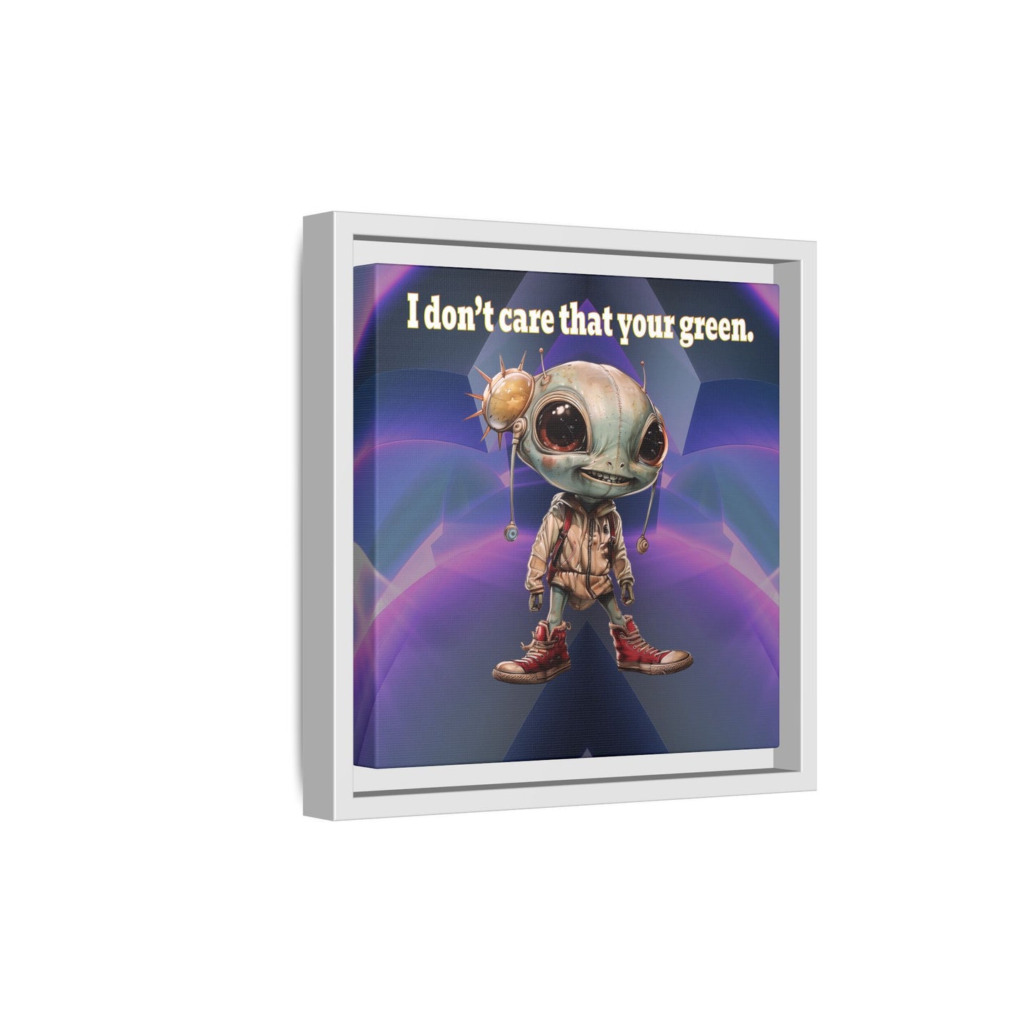 I don't care that your green - framed canvas art (grey-pink wave)