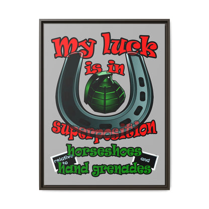 my luck - framed canvas art (light grey)