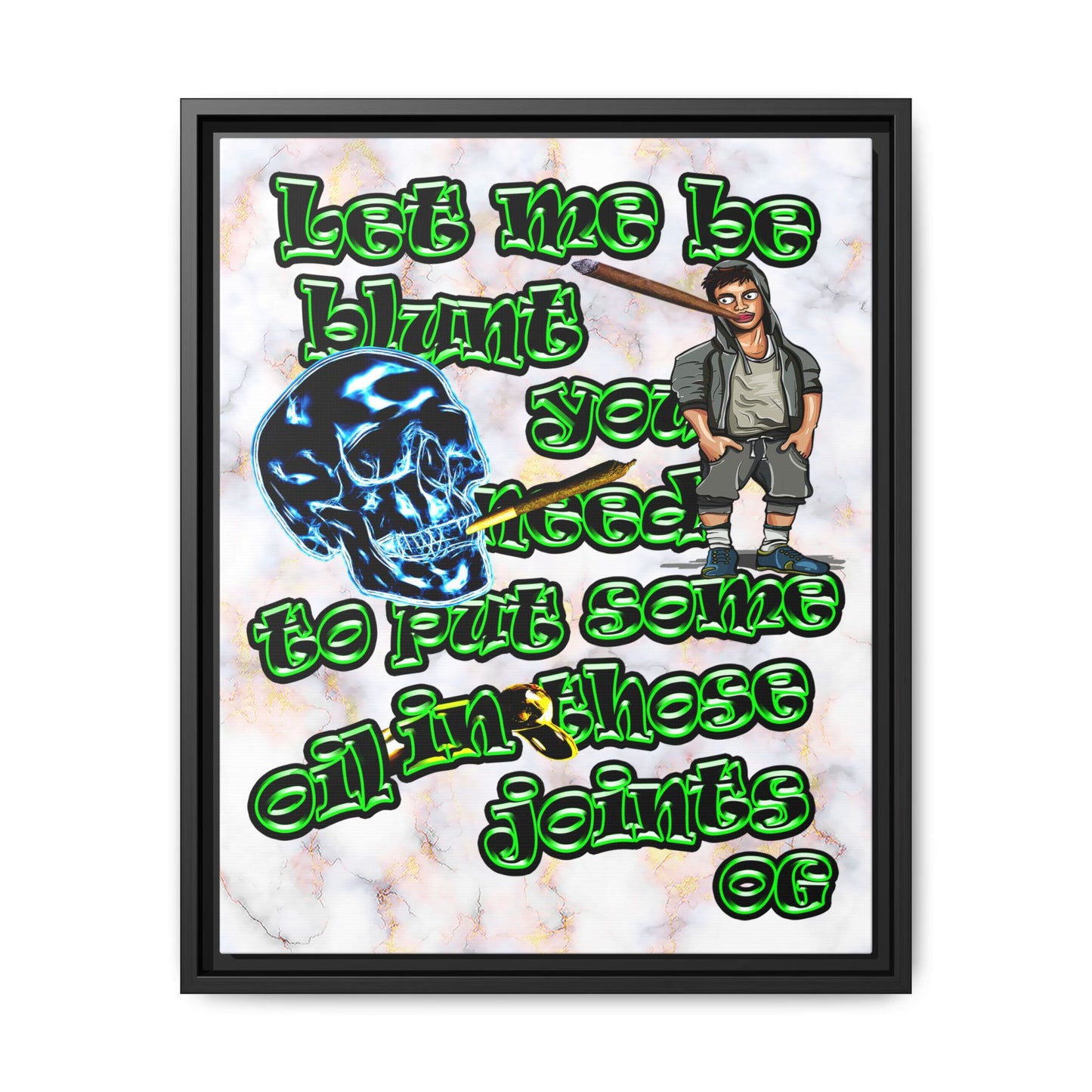 og - framed canvas art (white marble)
