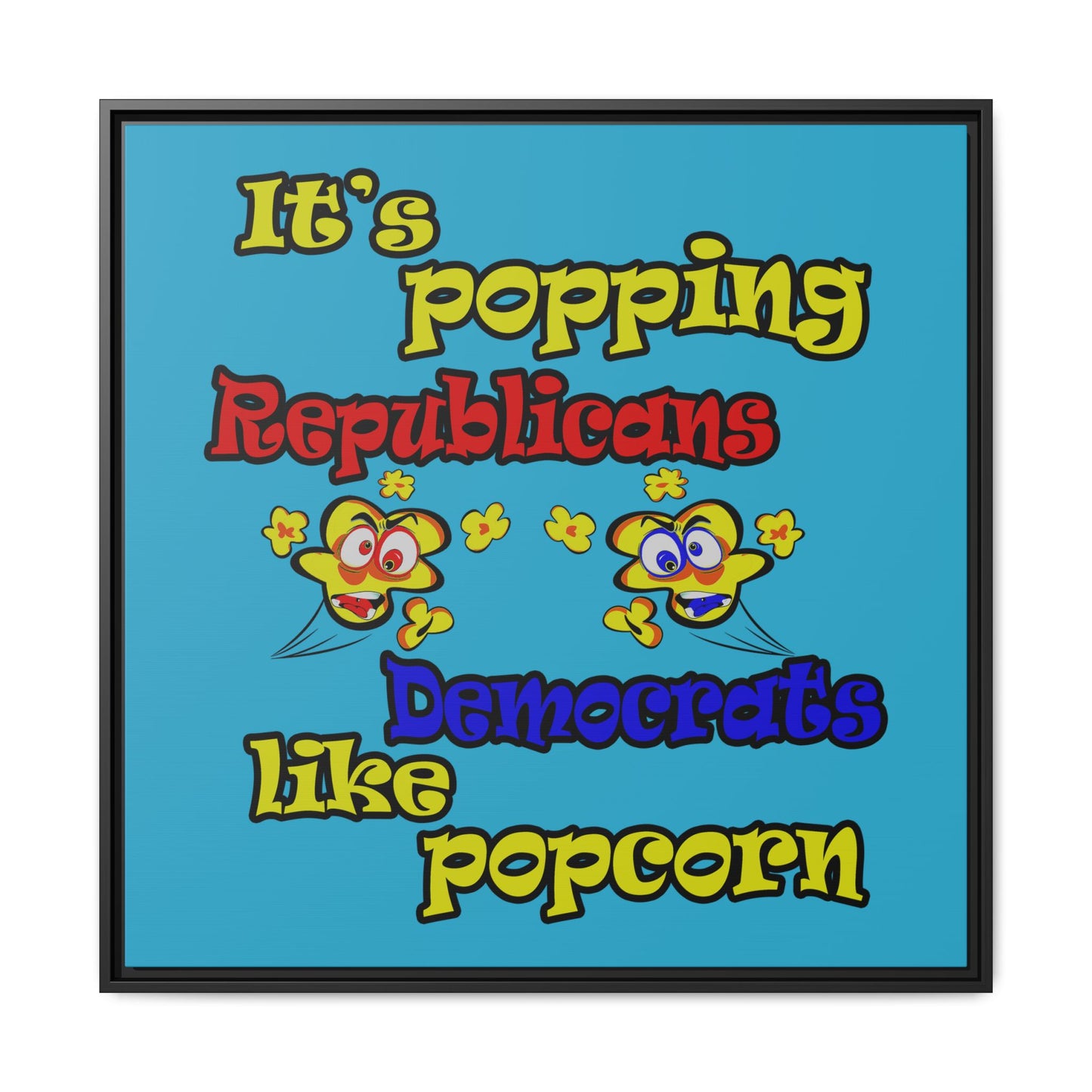 popping like popcorn - framed canvas art (turquoise)