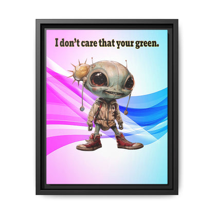 I don't care that your green - framed canvas art (light blue-pink wave)