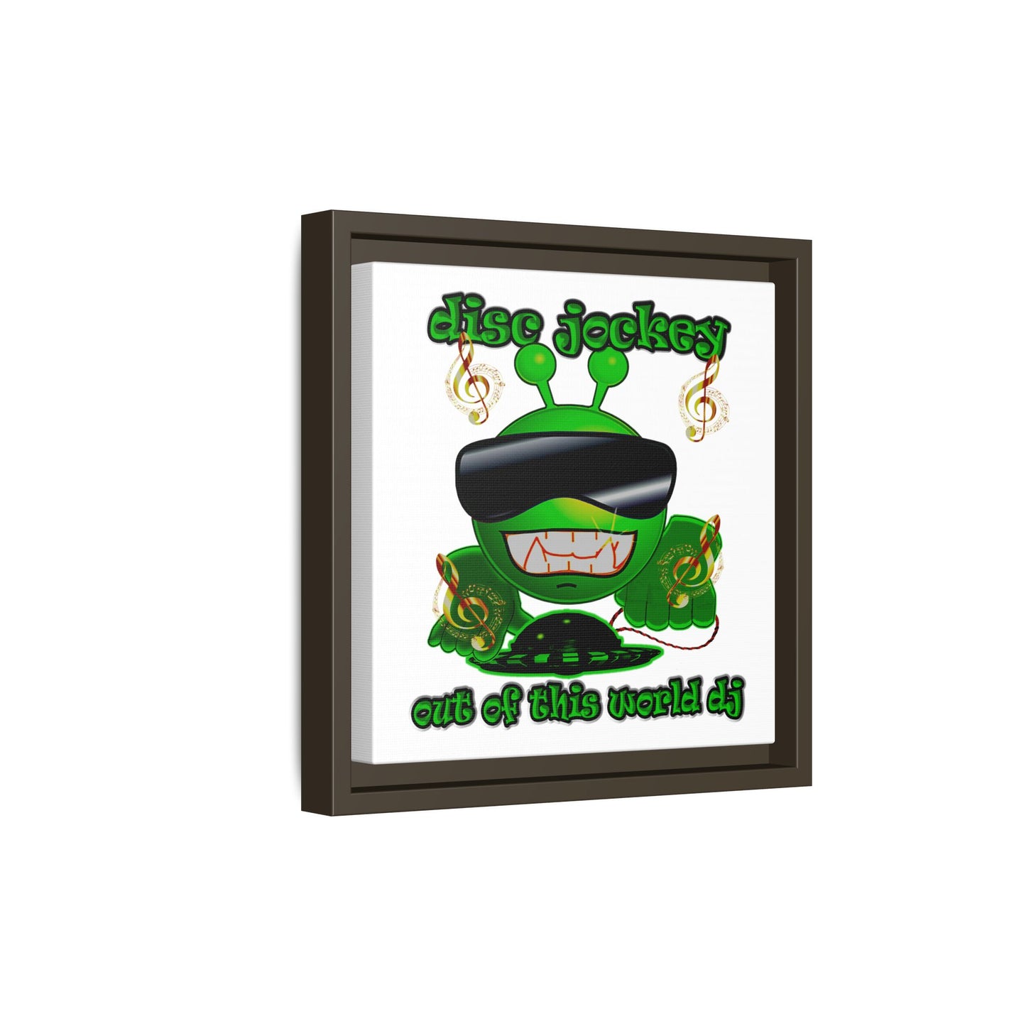 disc jockey - framed canvas art (white)