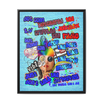 drop the beat - framed canvas art (faded blue)