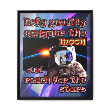 defy conquer reach - framed canvas art (grey-pink wave)