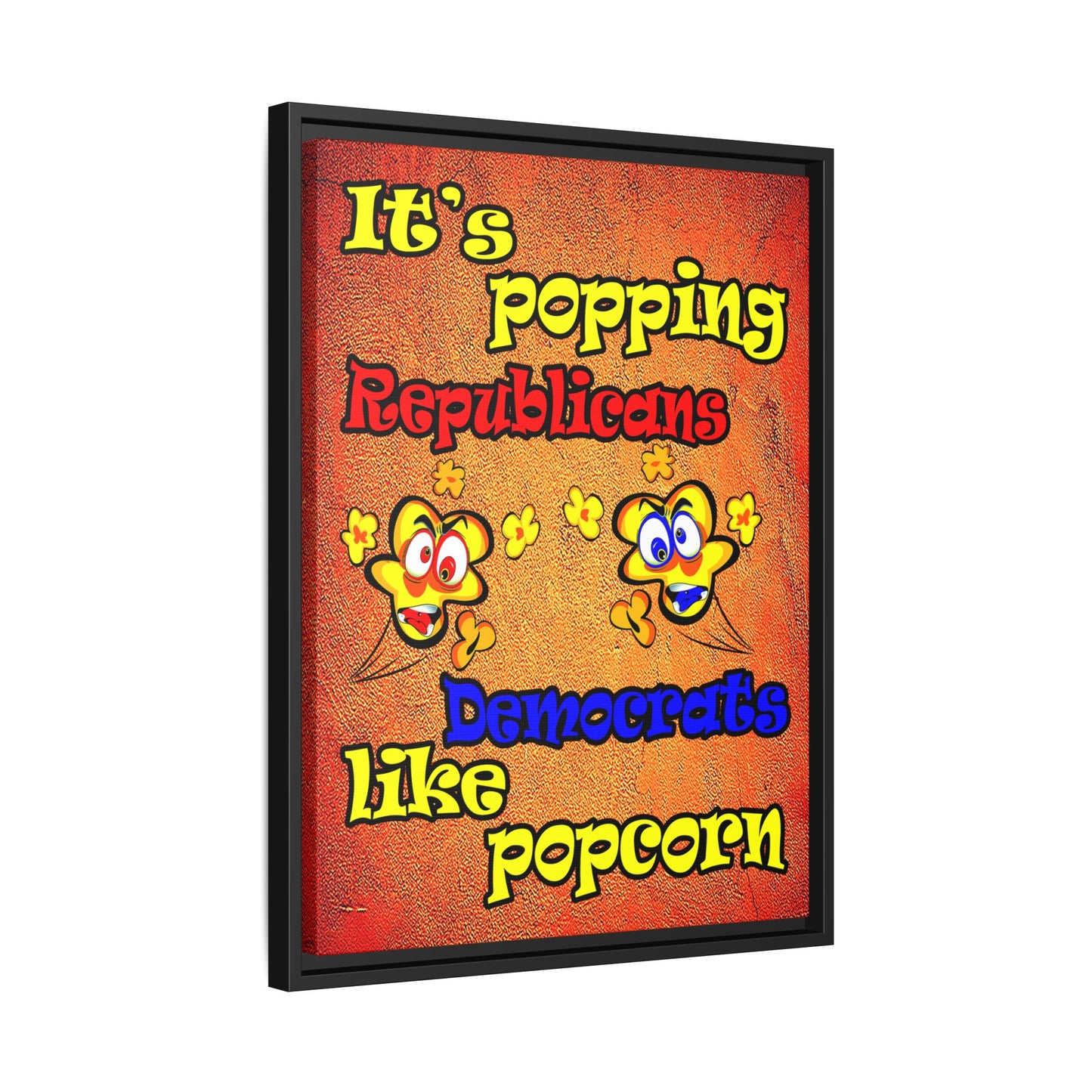popping like popcorn - framed canvas art (burnt orange)