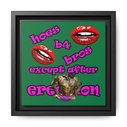 hoes b4 bros - framed canvas art (dark green)