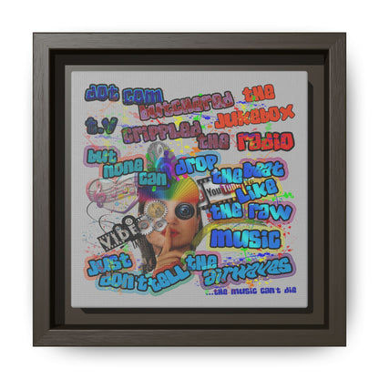 drop the beat - framed canvas art (light grey)