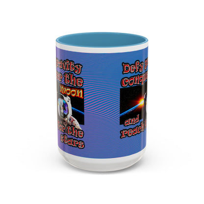 defy conquer reach - Accent Mug (light blue-purple wave)