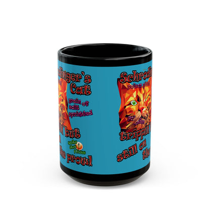 schrodinger's cat - Black Mug (turquoise)