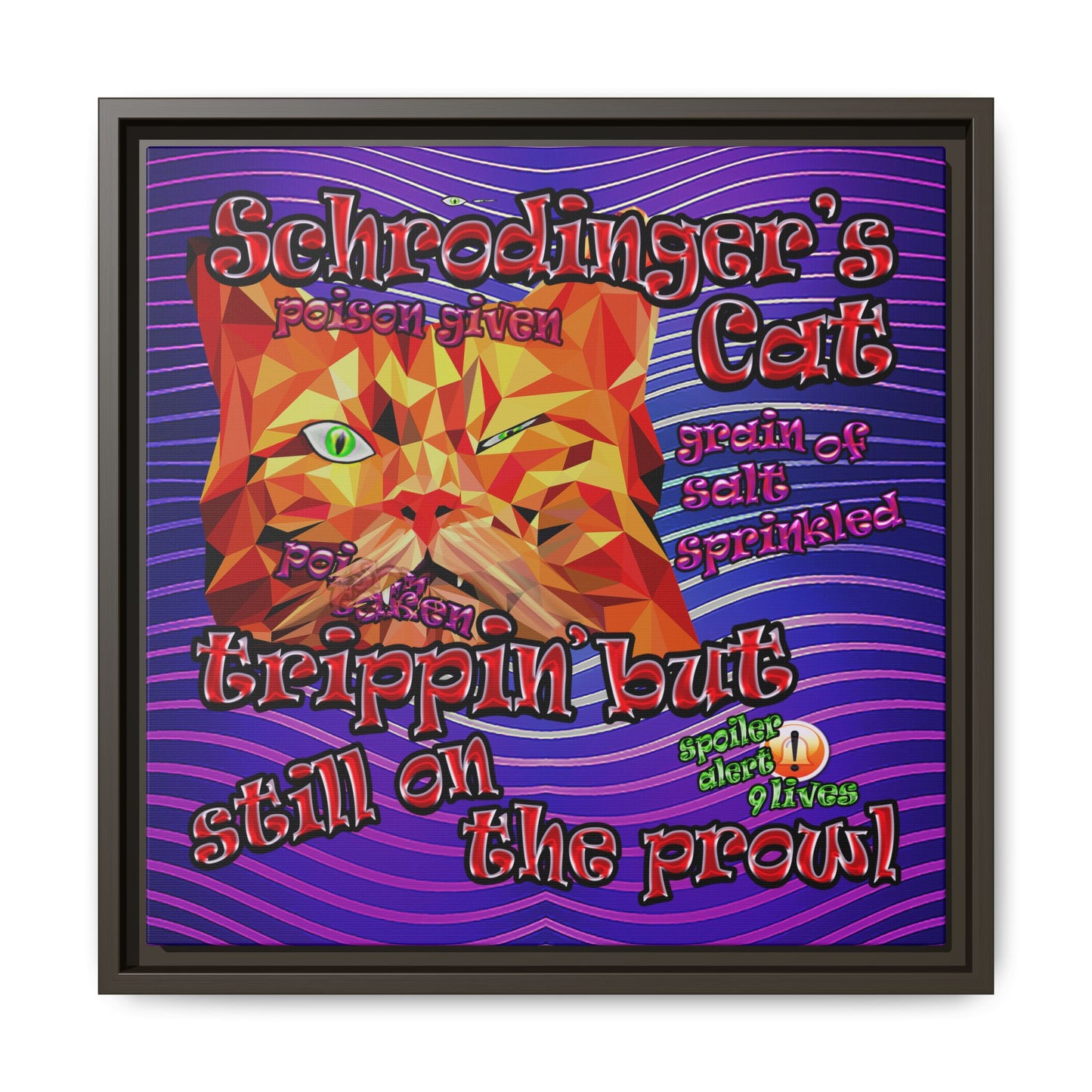 schrodinger's cat - framed canvas art (purple wave)