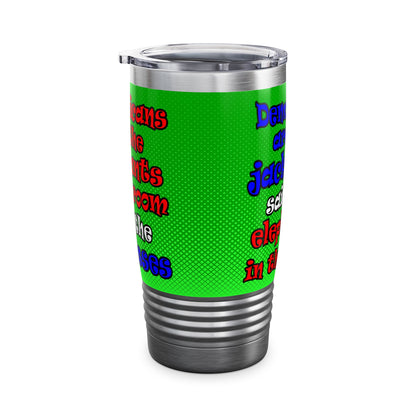 donkeys and elephants - Ringneck Tumbler, 20oz (logo green)