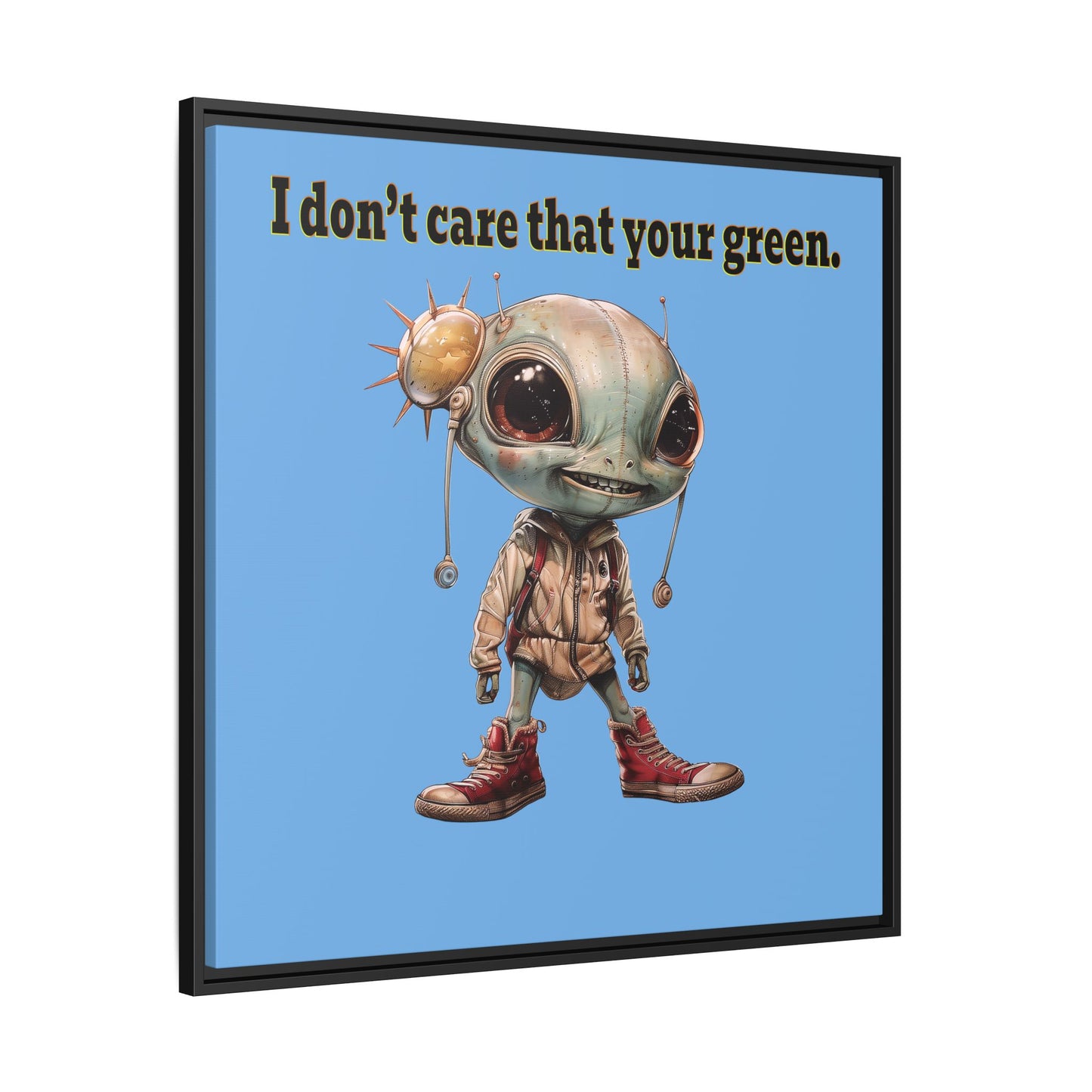 I don't care that your green - framed canvas art (light blue)
