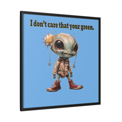I don't care that your green - framed canvas art (light blue)