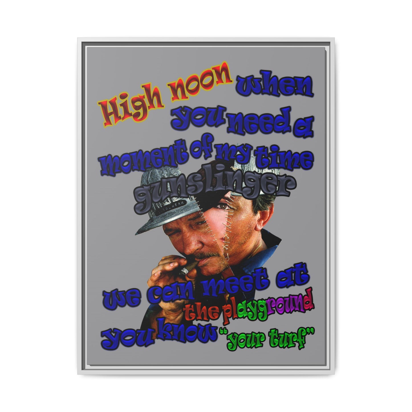 high noon - framed canvas art (grey)