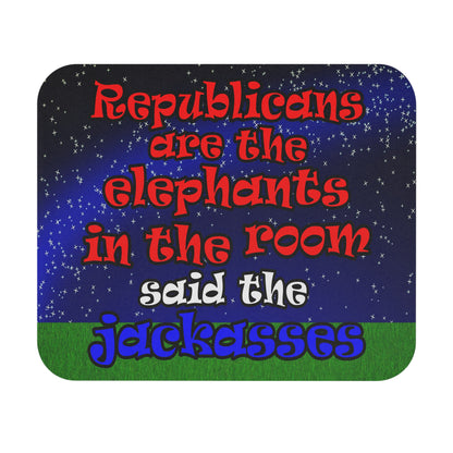 donkeys and elephants - Mouse Pad (Rectangle) ('snoops' background)