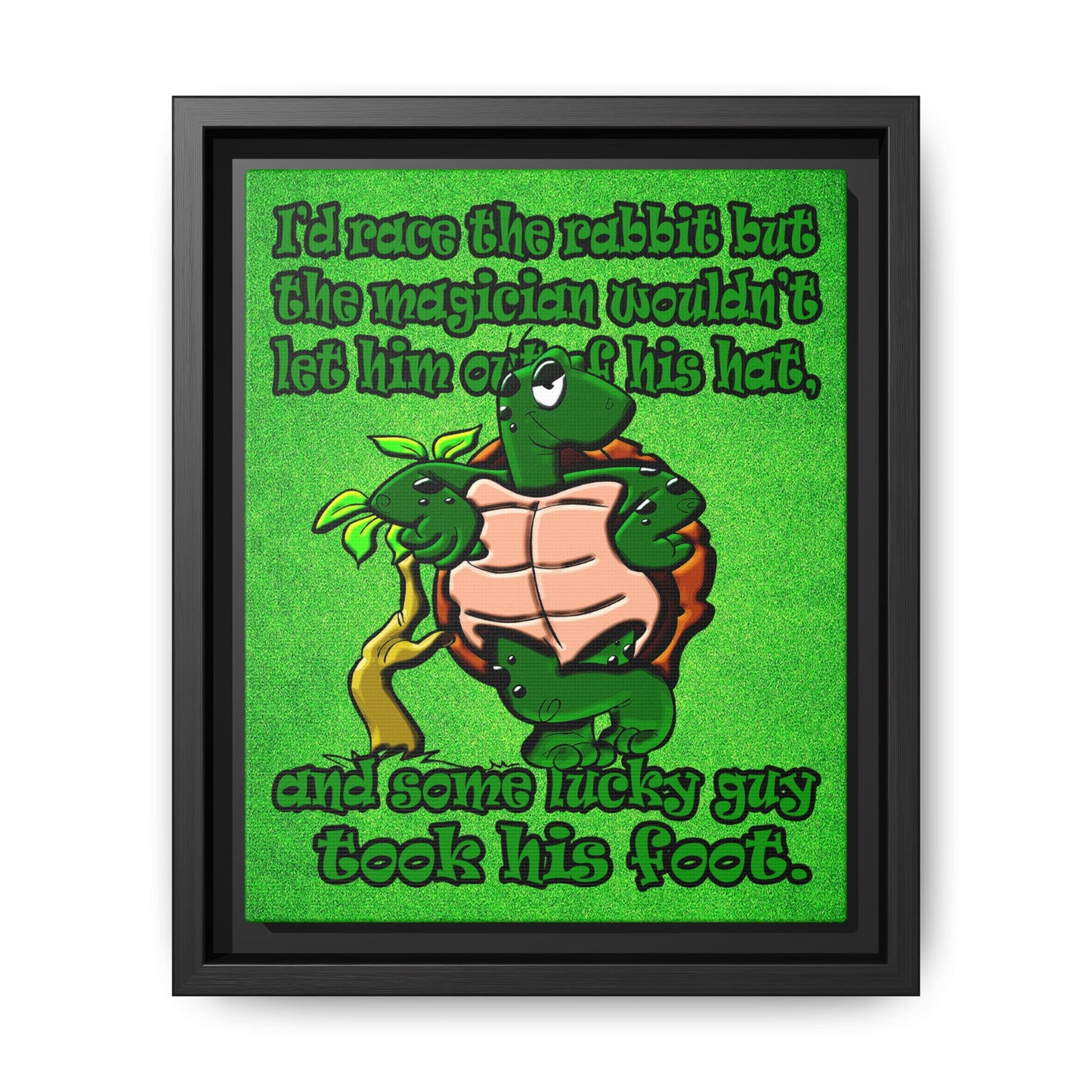 turtle race - framed canvas art (green turf)