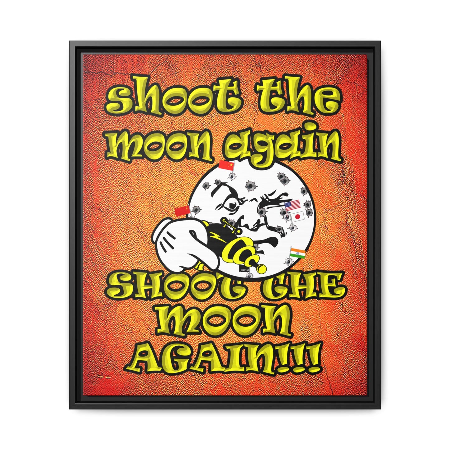 shoot the moon again - framed canvas art (burnt orange)