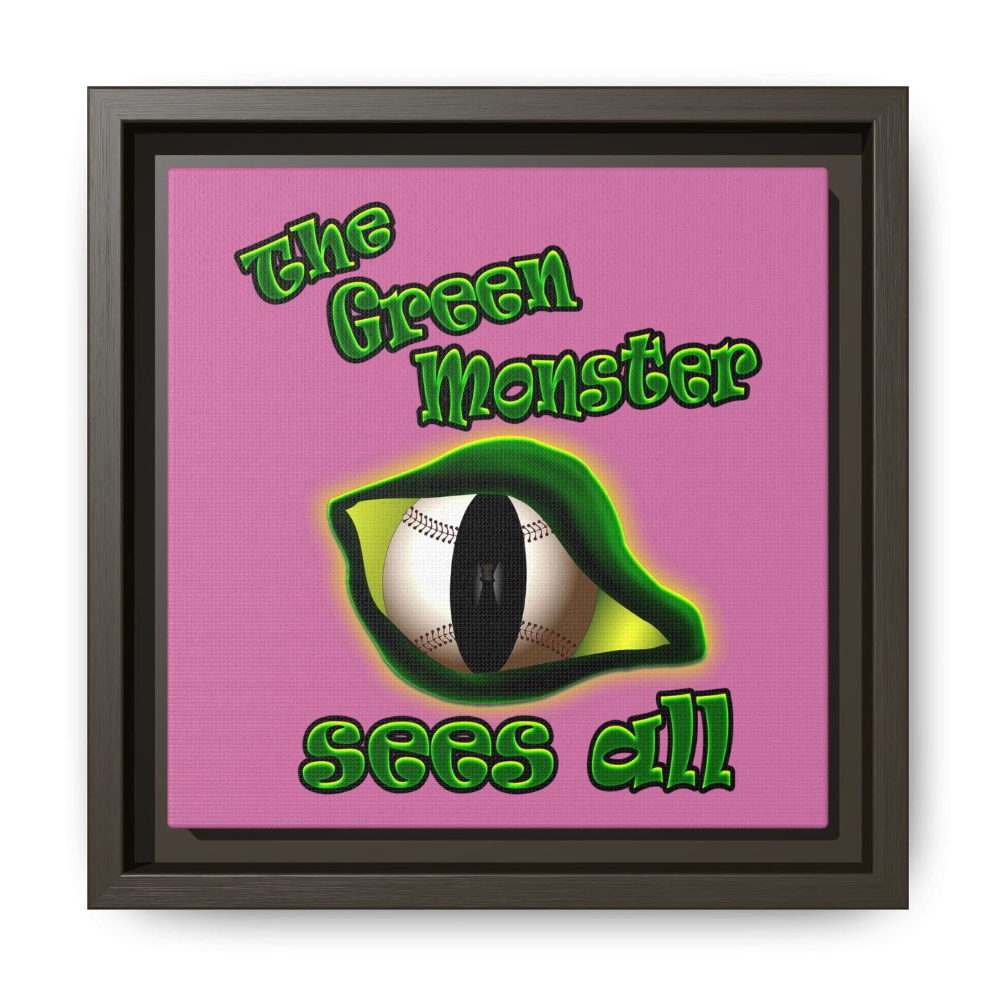 green monster - framed canvas art (light pink)