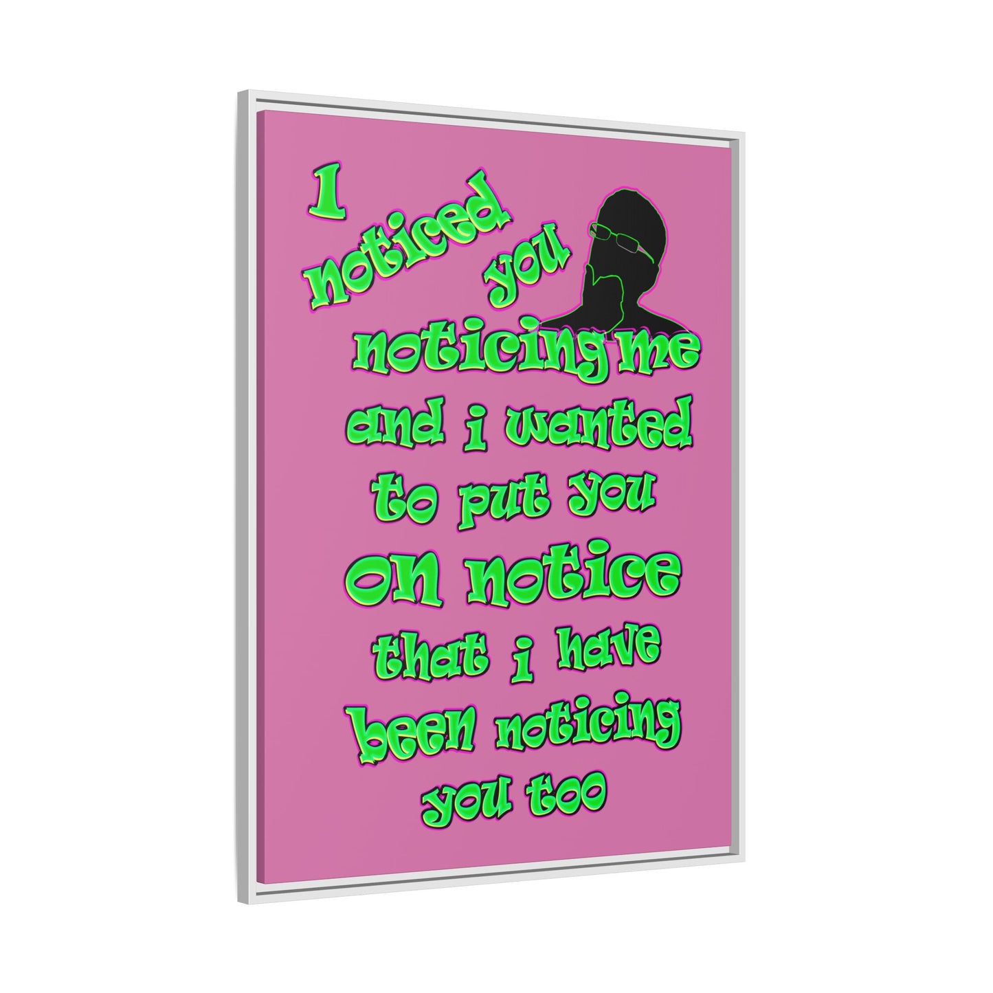 noticed you noticing - framed canvas art (light pink)