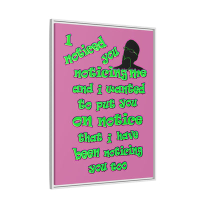 noticed you noticing - framed canvas art (light pink)