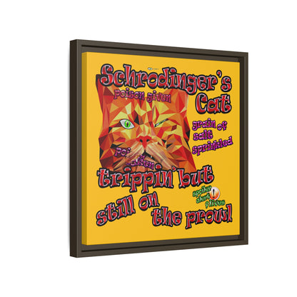 schrodinger's cat - framed canvas art (yellow)