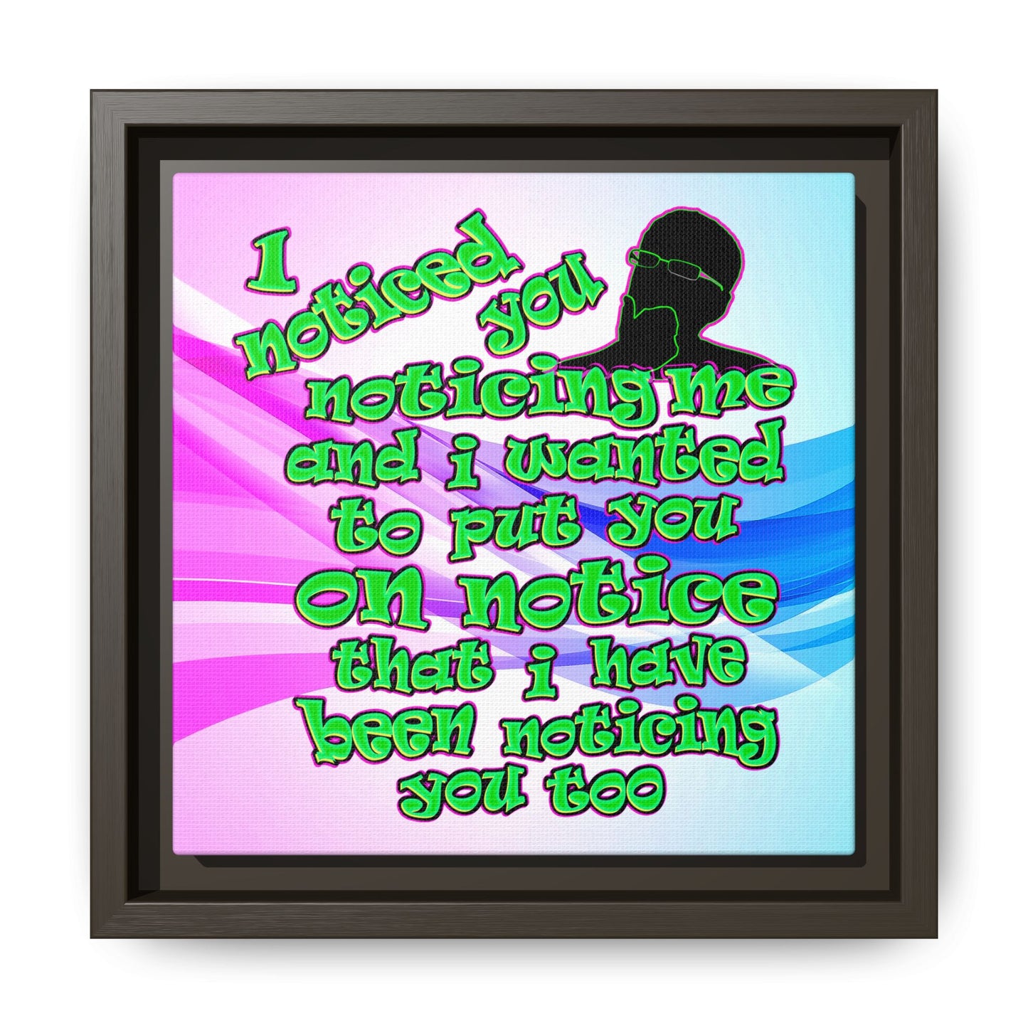 noticed you noticing - framed canvas art (light blue-pink wave)