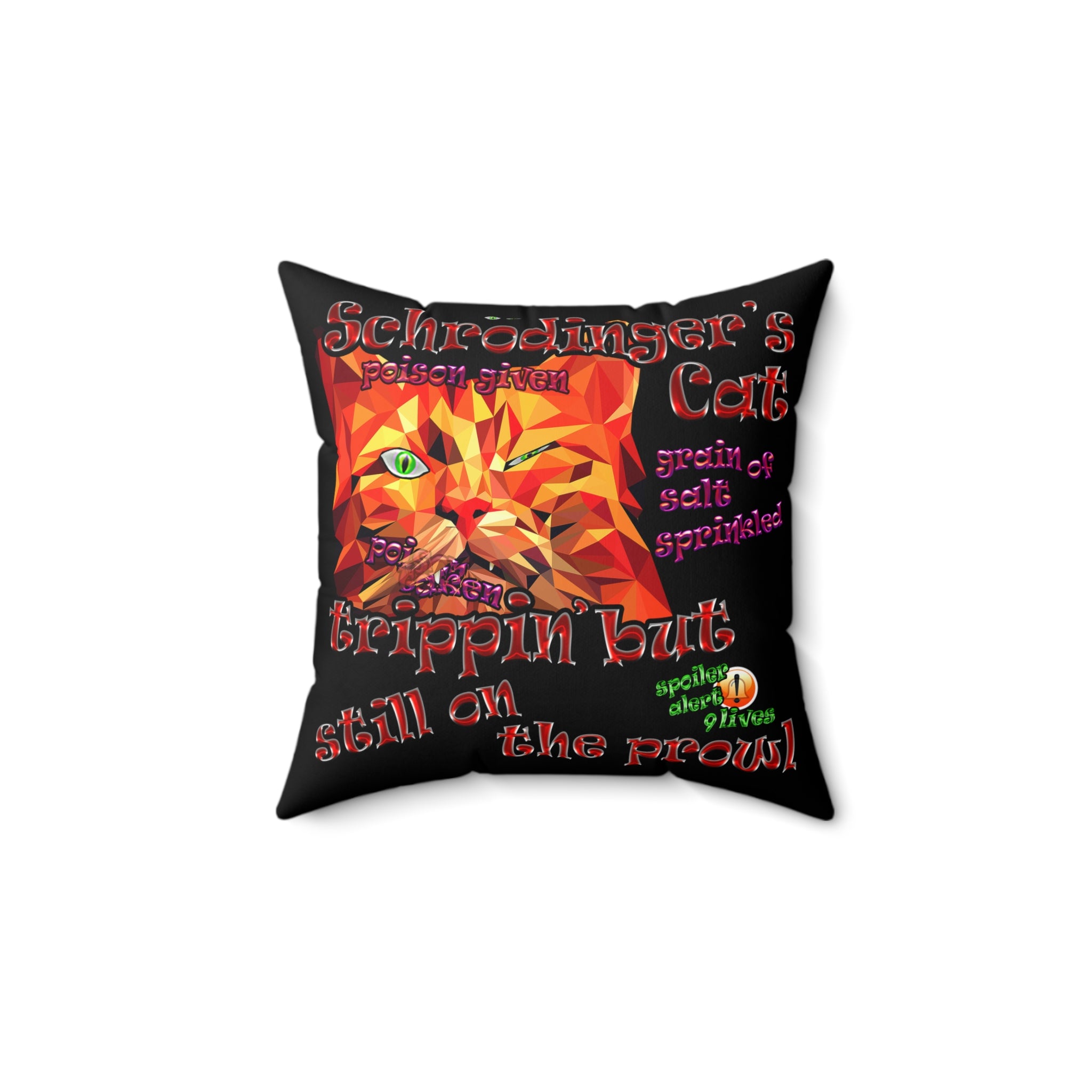 schrodinger's cat - Spun Polyester Square Pillow - (black)