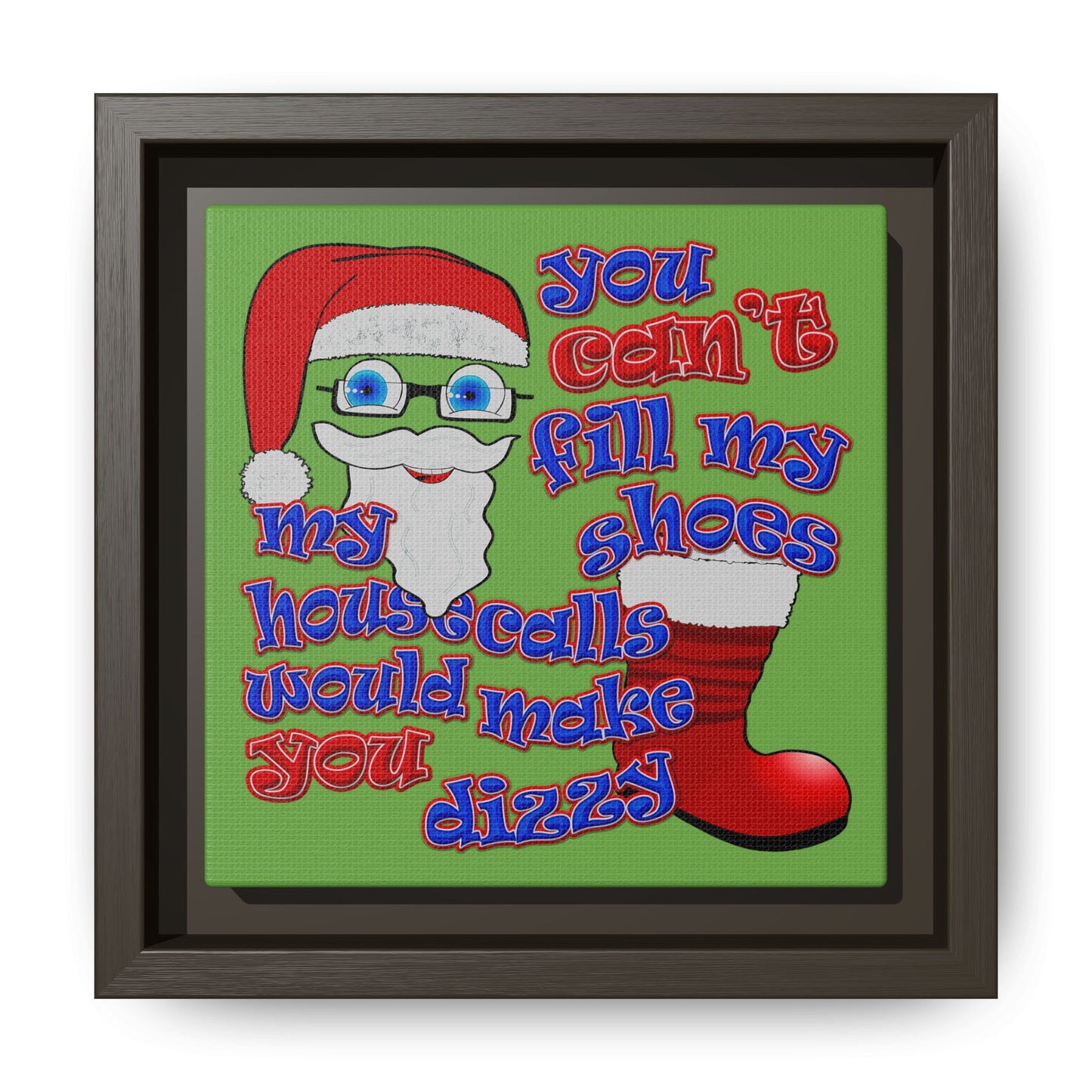 santa's shoes - framed canvas art (green)