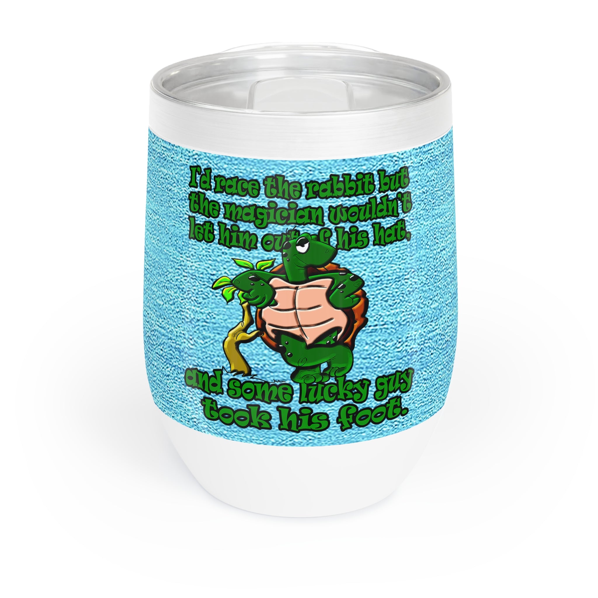 turtle race - Chill Wine Tumbler (faded blue)