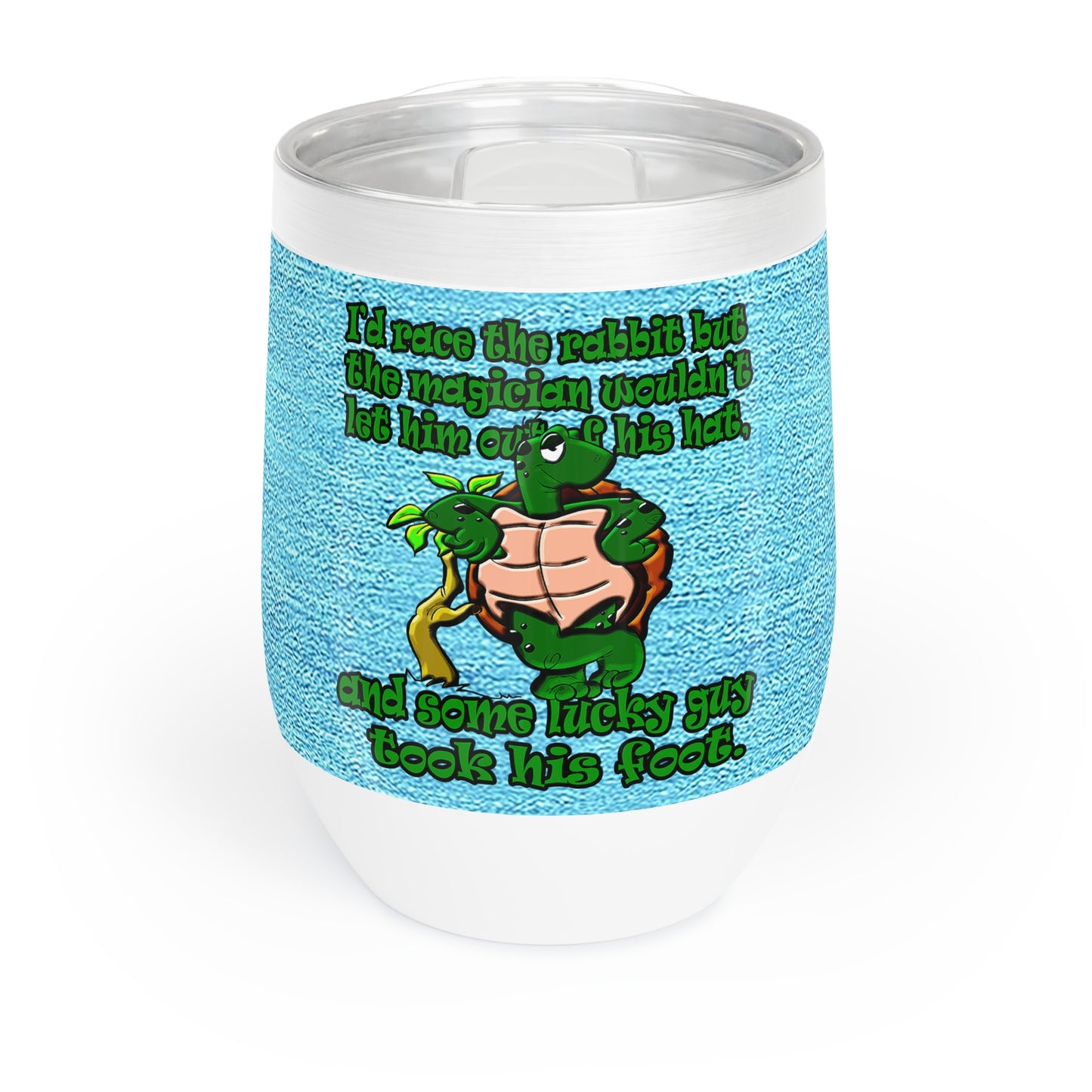 turtle race - Chill Wine Tumbler (faded blue)