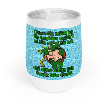 turtle race - Chill Wine Tumbler (faded blue)