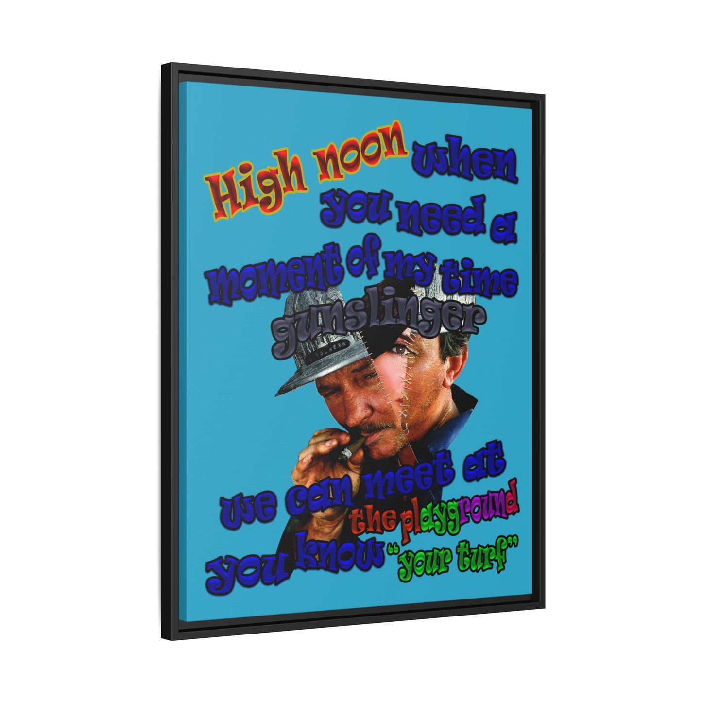 high noon - framed canvas art (turquoise)