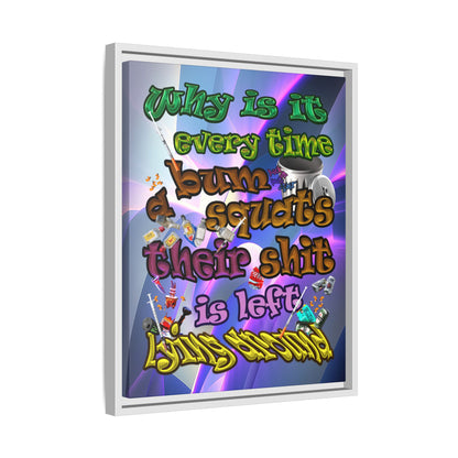 the bum's shit - framed canvas art (grey-pink wave)