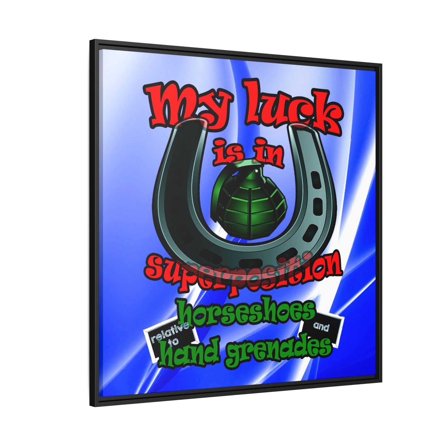 my luck - framed canvas art (blue-white wave)