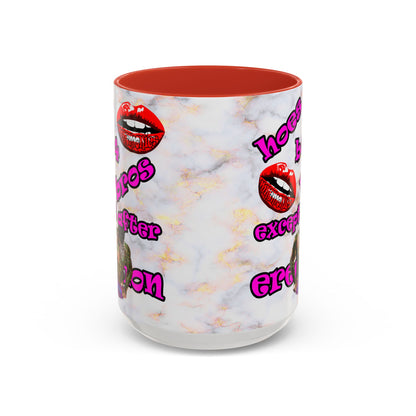 hoes b4 bros - Accent Mug (white marble)