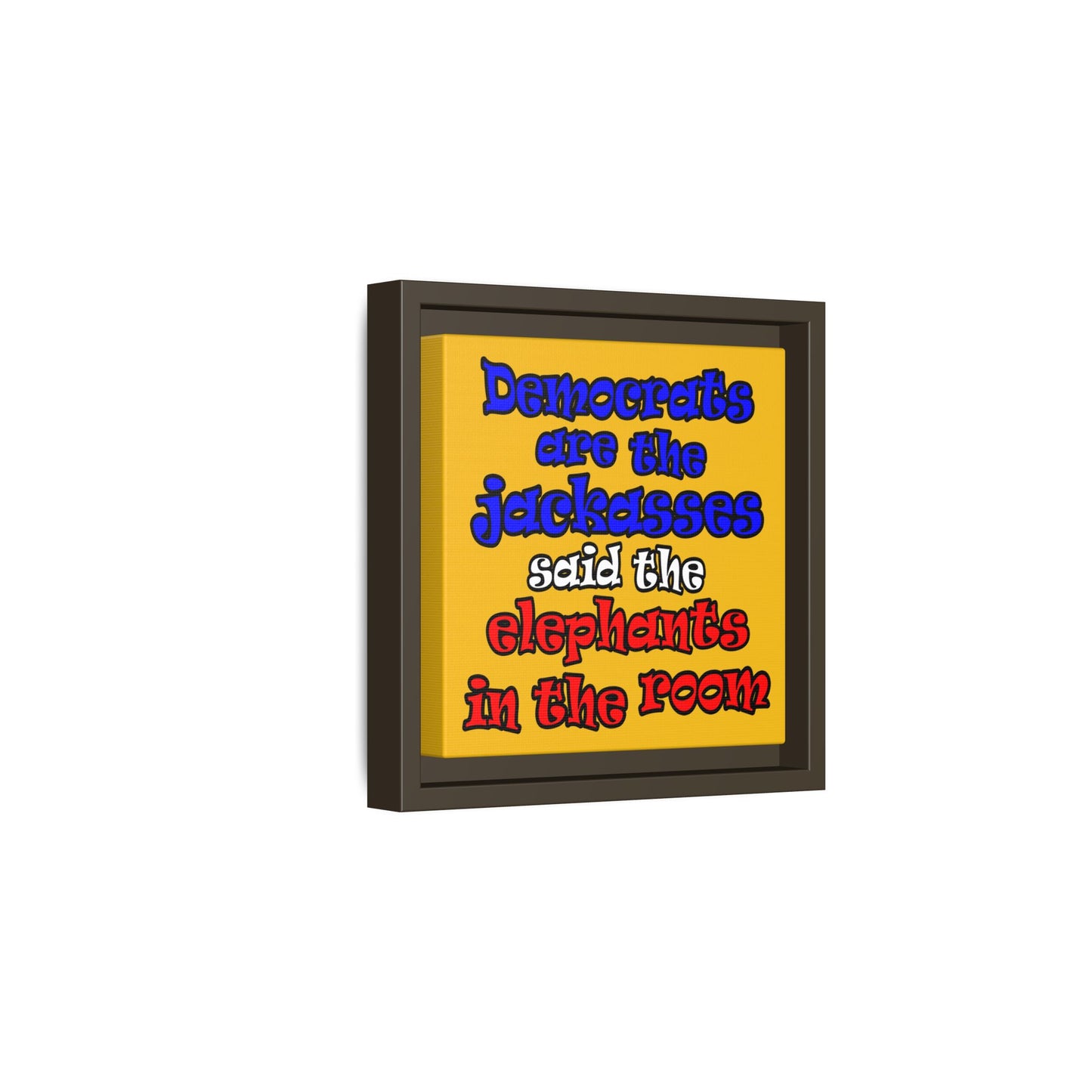 donkeys and elephants - framed canvas art (yellow)