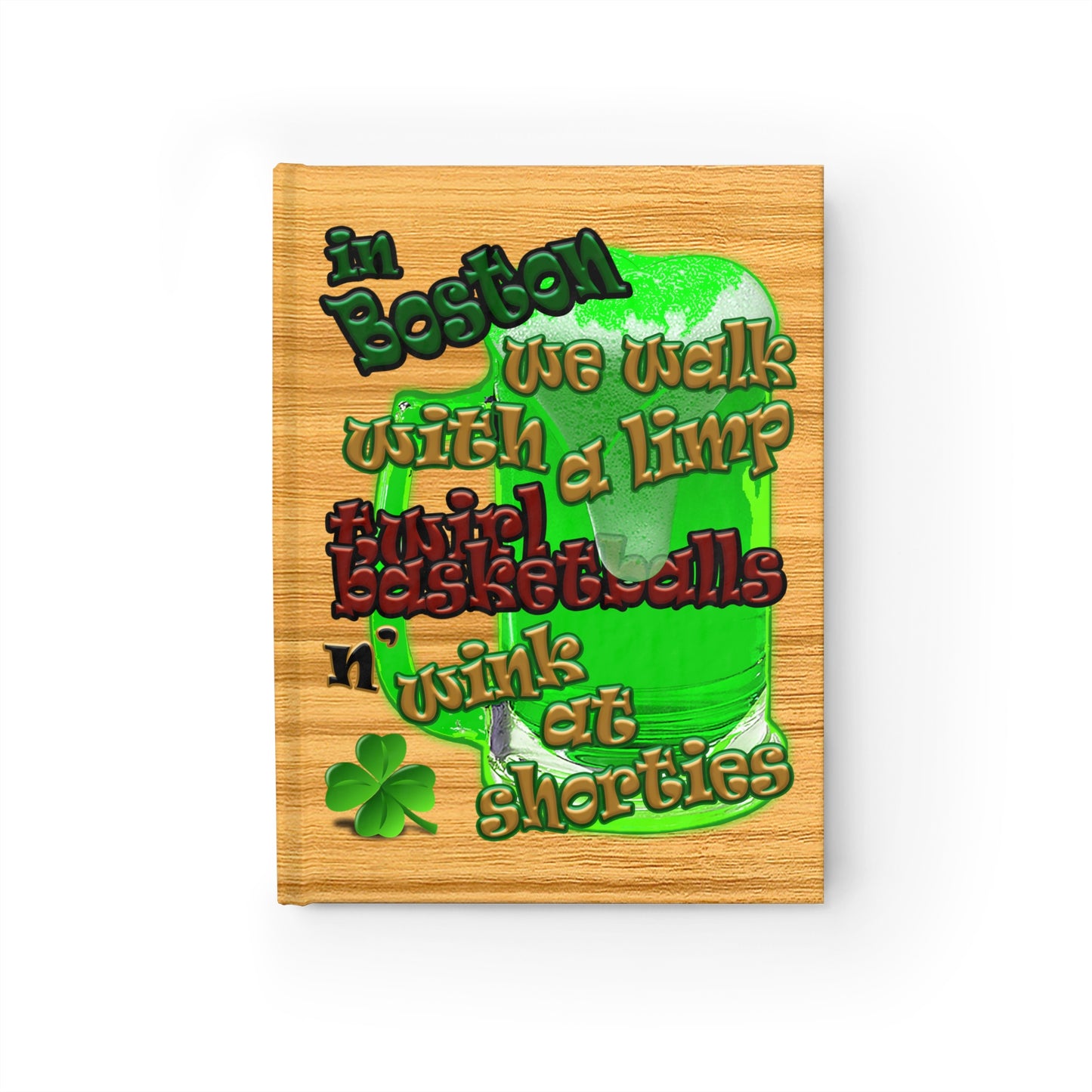 celtics logo - journal-lined (butterscotch wood finish)