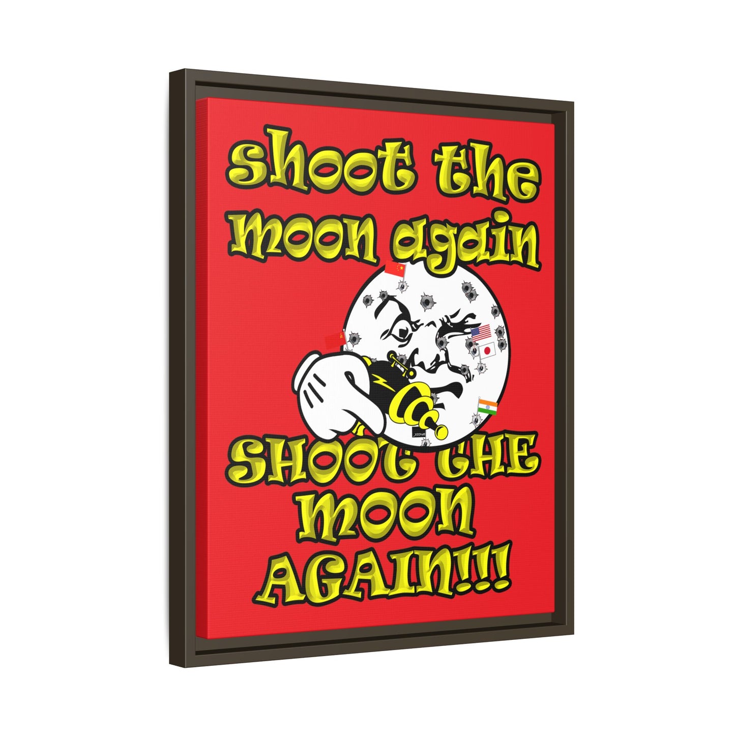 shoot the moon again - framed canvas art (red)