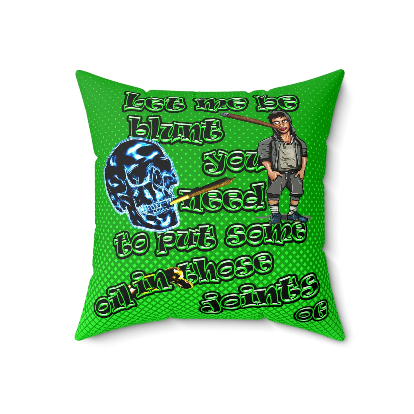 og - Faux Suede Square Pillow - (logo green)