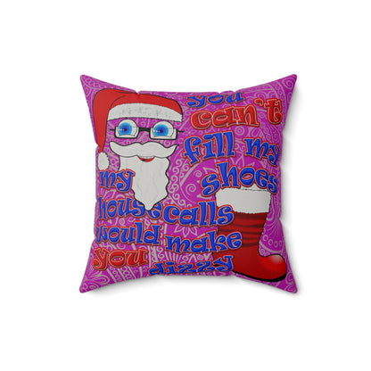 santa's shoes - Faux Suede Square Pillow - (pink swirl)