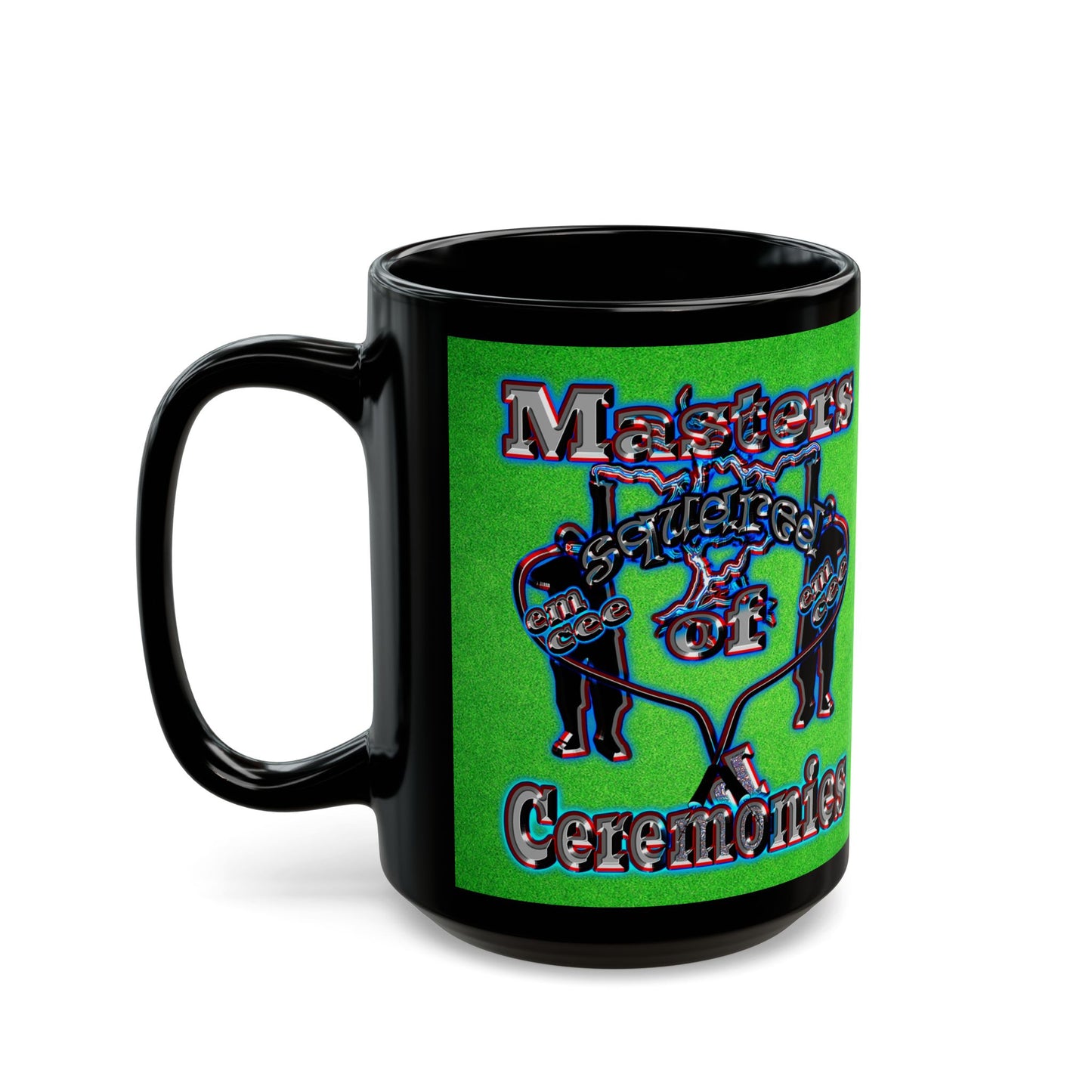 em cee squared - Black Mug (green turf)