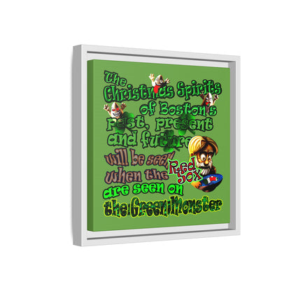 christmas spirits of boston - framed canvas art (green)